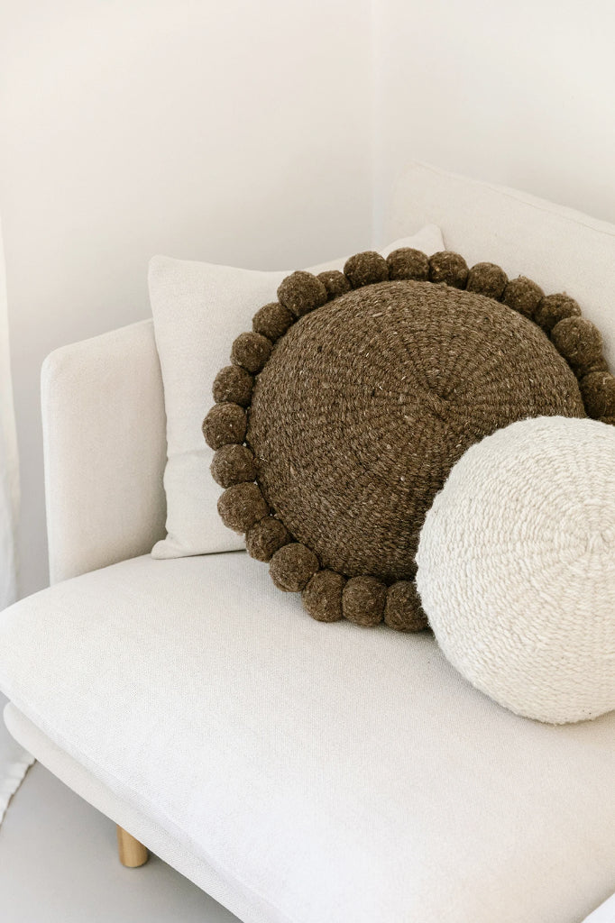 Classica Pom Pom Pillow #1 Large | Walnut