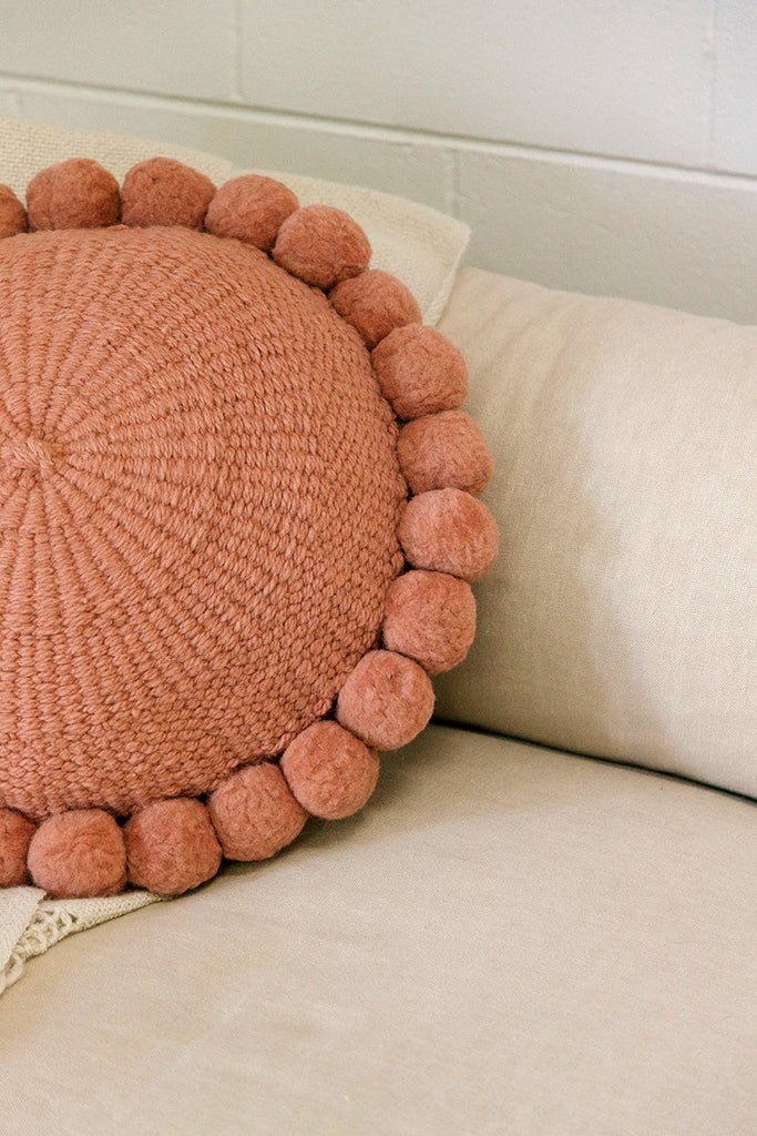 Classica Pom Pom Cushion #1 Large | Desert Rose