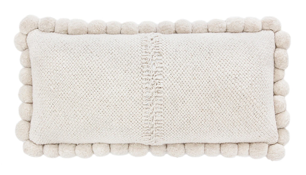 Classica XL Lumbar Pom Pom Pillow #2 | Natural