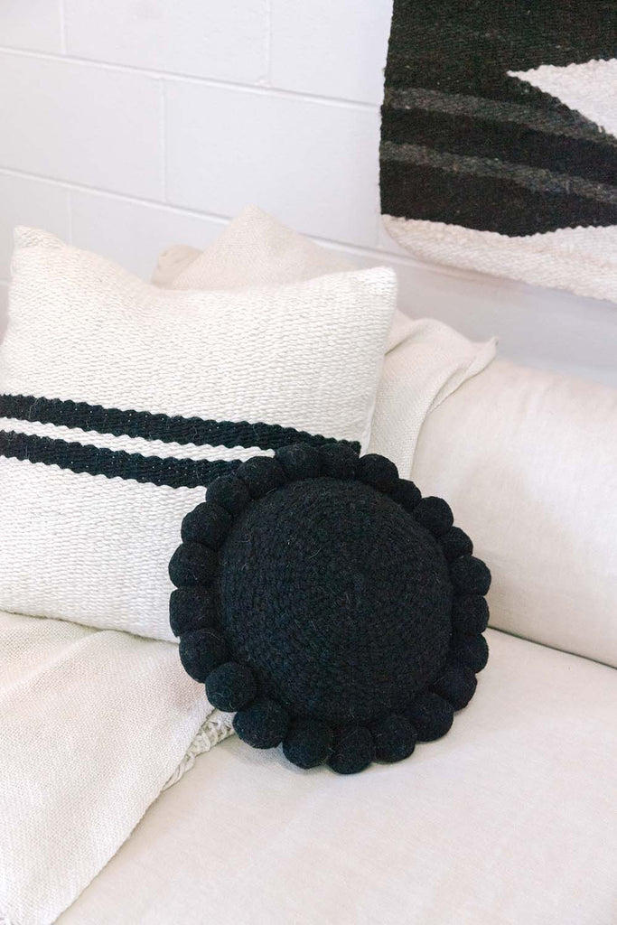 Classica Pom Pom Pillow #1 Mini | Black