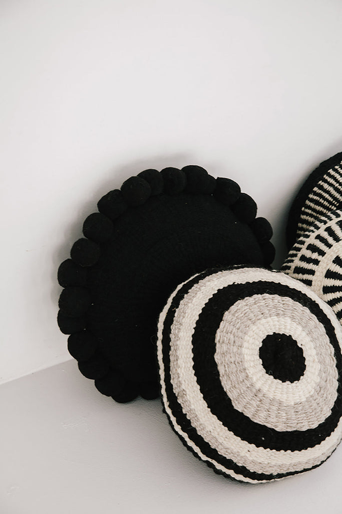 Classica Pom Pom Pillow #1 Large | Black