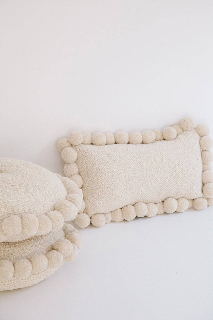 Classica Lumbar Pom Pom Pillow #2 | Natural