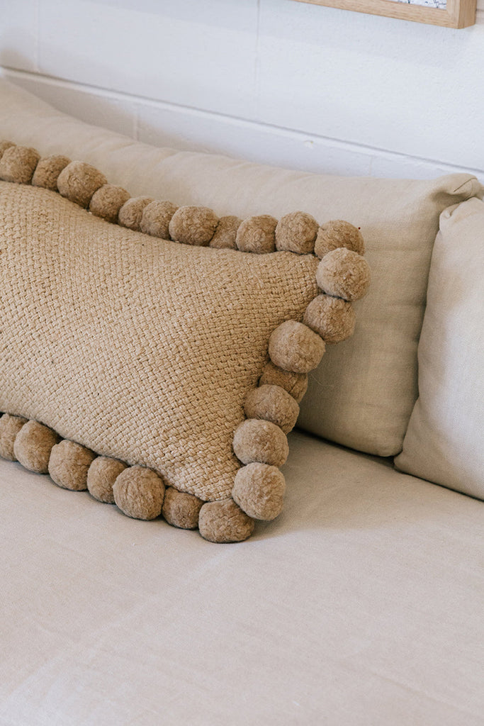 Classica XL Lumbar Pom Pom Pillow #2 | Sand