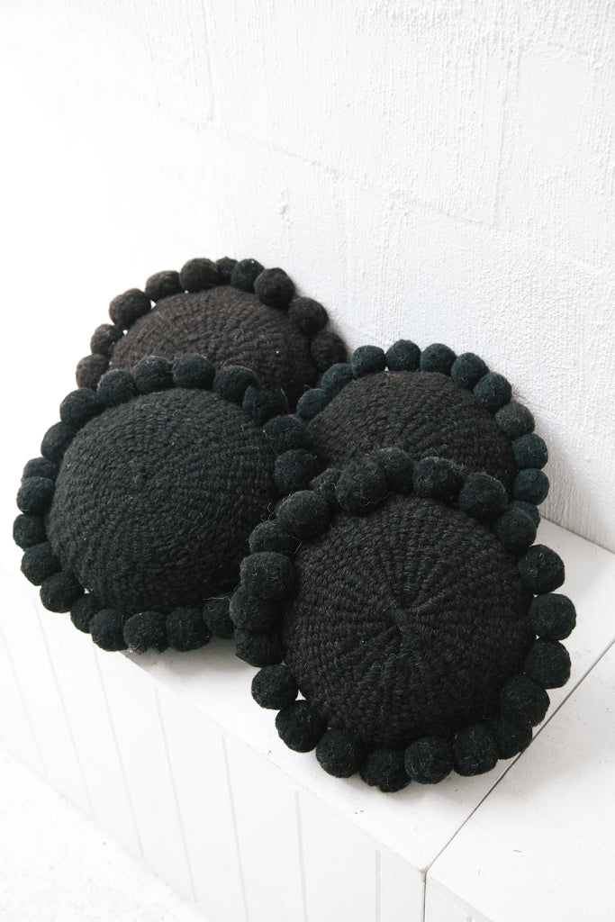 Classica Pom Pom Pillow #1 Mini | Black