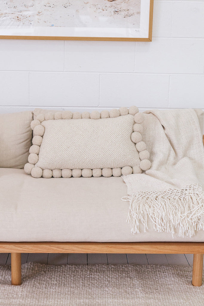 Classica Lumbar Pom Pom Pillow #2 | Natural