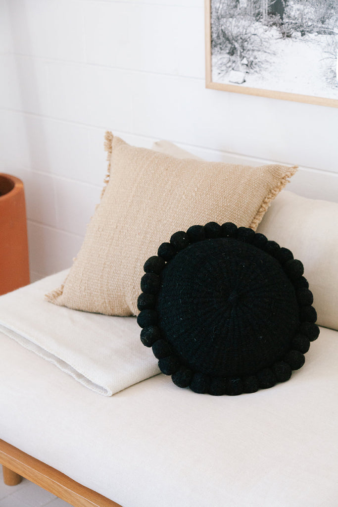 Classica Pom Pom Cushion #1 Medium | Black