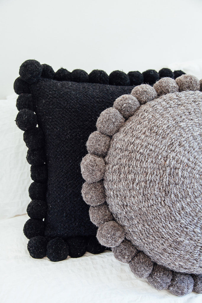 Classica Pom Pom Pillow #2 Large | Black