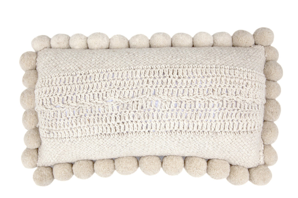 Classica Lumbar Pom Pom Pillow #2 | Natural