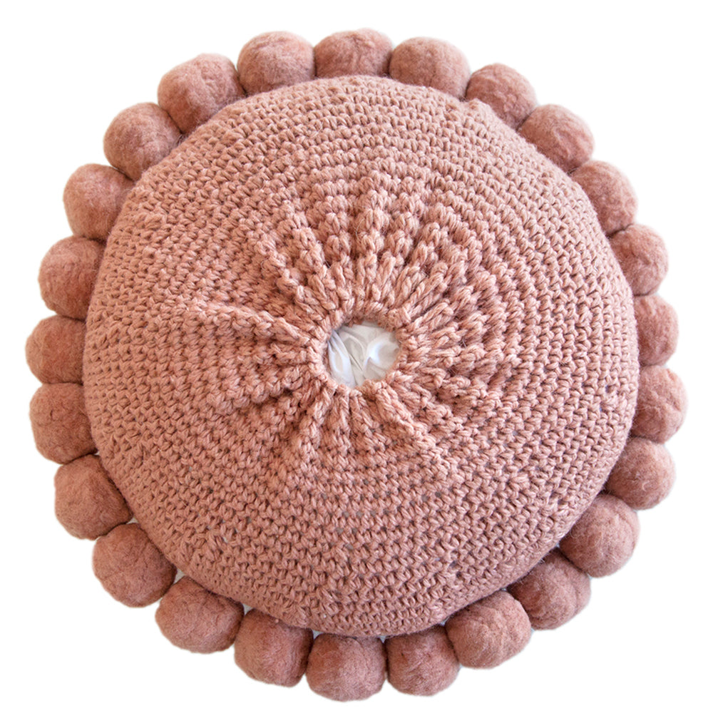 Classica Pom Pom Cushion #1 Large | Desert Rose