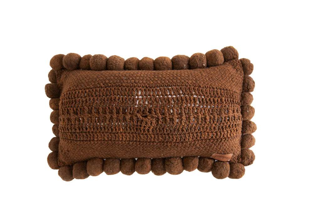 Classica Lumbar Pom Pom Pillow #2 | Rust