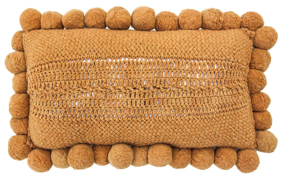 Classica Lumbar Pom Pom Pillow #2 | Desert