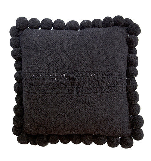 Classica Pom Pom Pillow #2 Large | Black