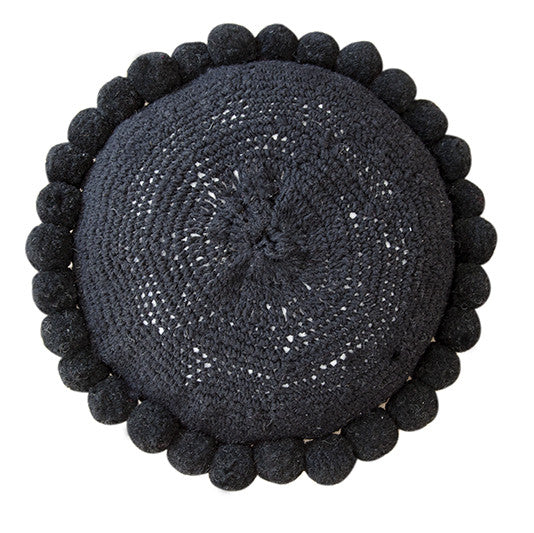 Classica Pom Pom Cushion #1 Large | Black