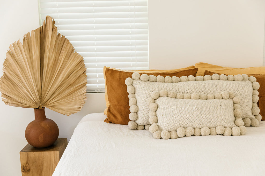 Classica Lumbar Pom Pom Pillow #2 | Natural