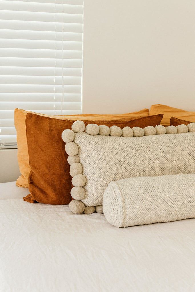 Classica XL Lumbar Pom Pom Pillow #2 | Natural