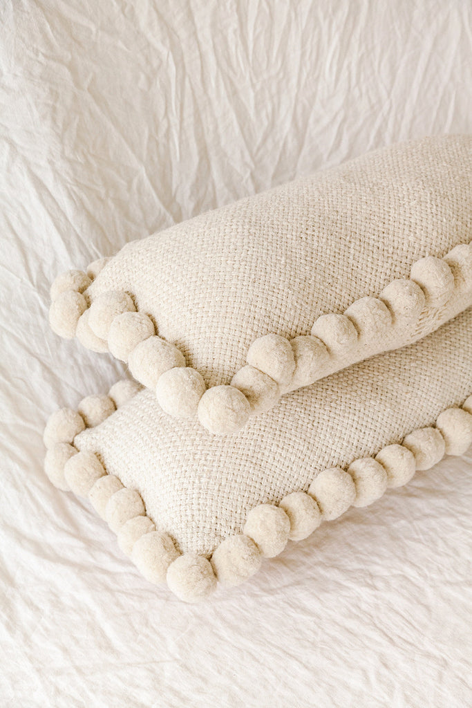 Classica XL Lumbar Pom Pom Pillow #2 | Natural